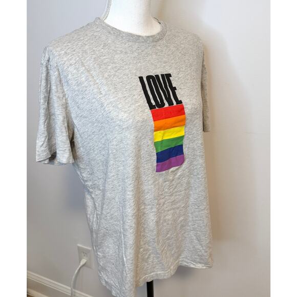 H&M Love Pride Rainbow Flag T Shirt In Gray Size Medium - Picture 3 of 6